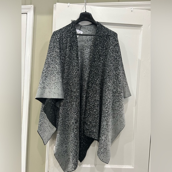 Calvin Klein Chic and Shimmery Black and Silver Shawl - Picture 2 of 9